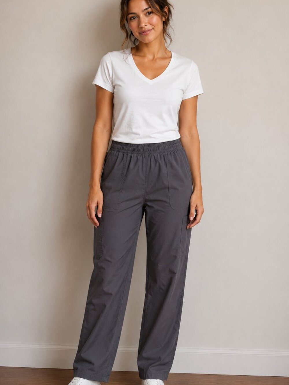 DIP Gray Drawstring Elastic Waist Utility Pants Size 14